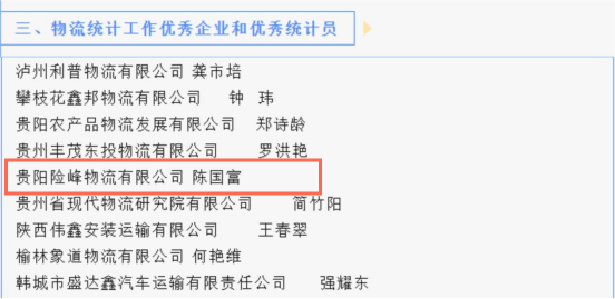 喜讯！贵阳险峰物流有限公司荣获中国物流与采购联合会表扬_抖圈